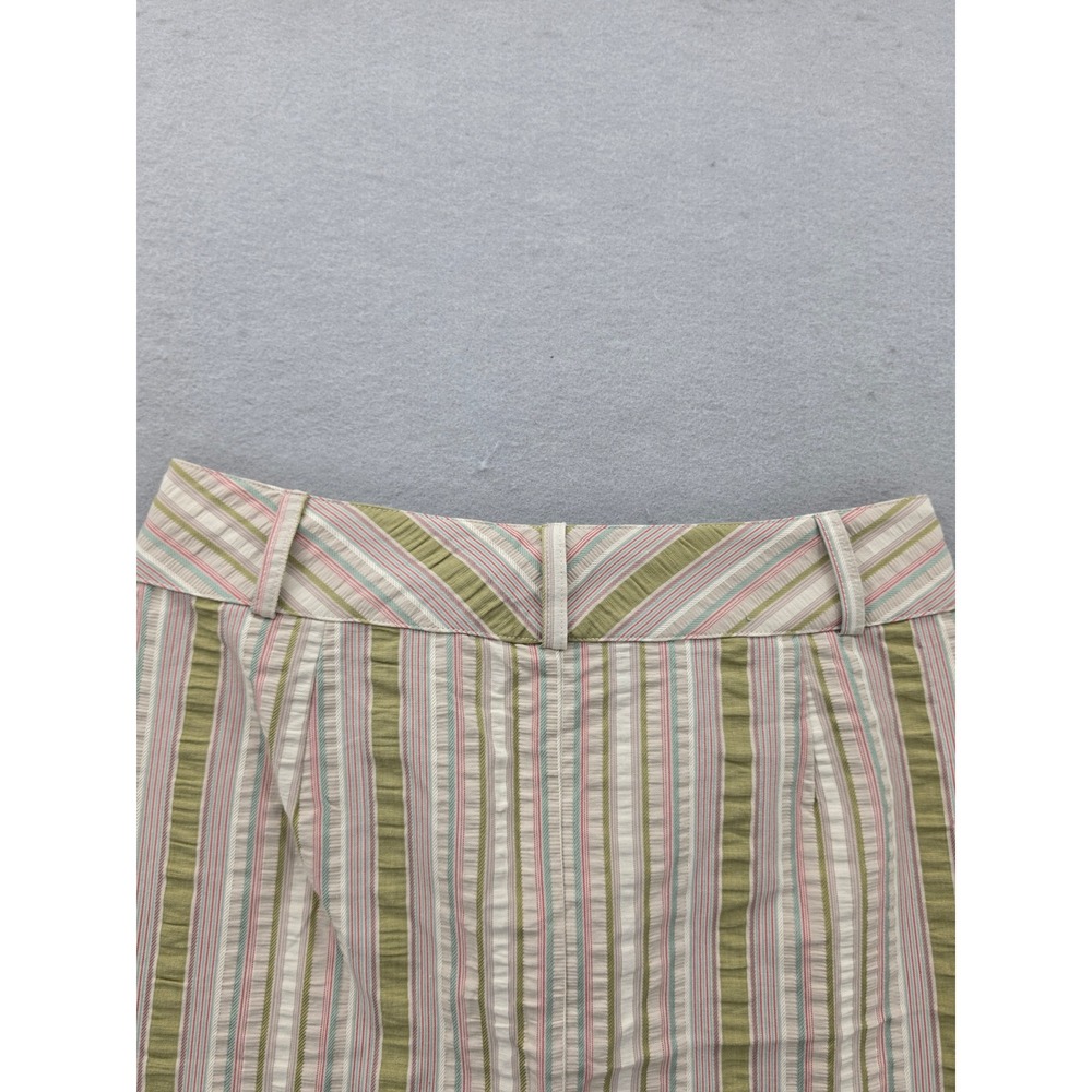 Cabi Striped Seersucker Mini Skirt Size 8 Green Pink Cotton Textured Style 309 - Picture 9 of 13